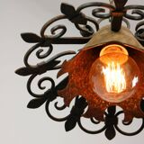Vintage Wrought Iron Intricate Pendant Lamp, 1930s