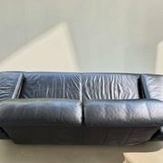 Vintage black leather 3-seater sofa Rolf Benz 6500