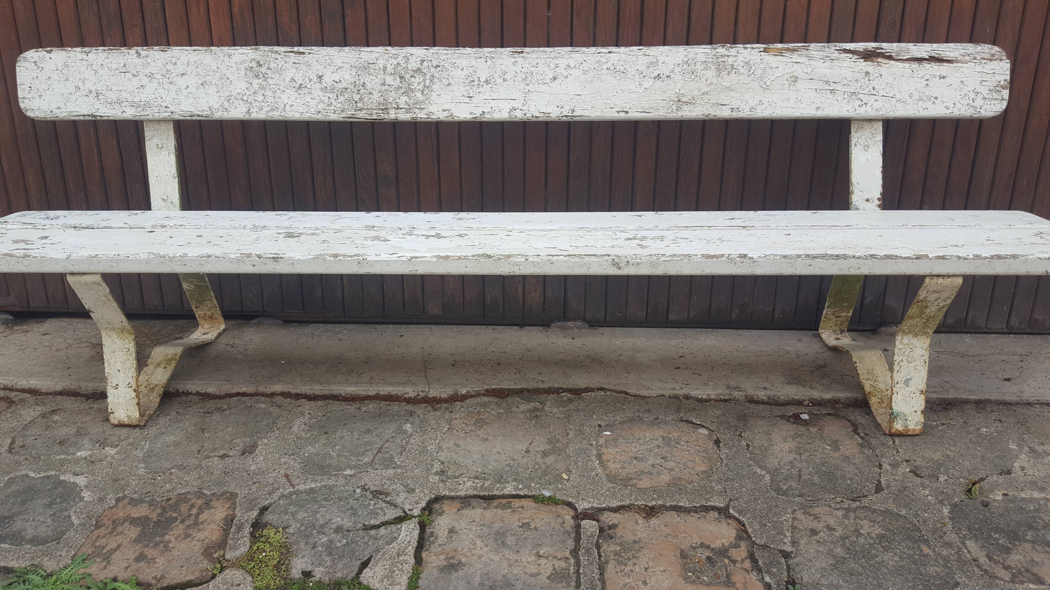 Old school bench white old patina