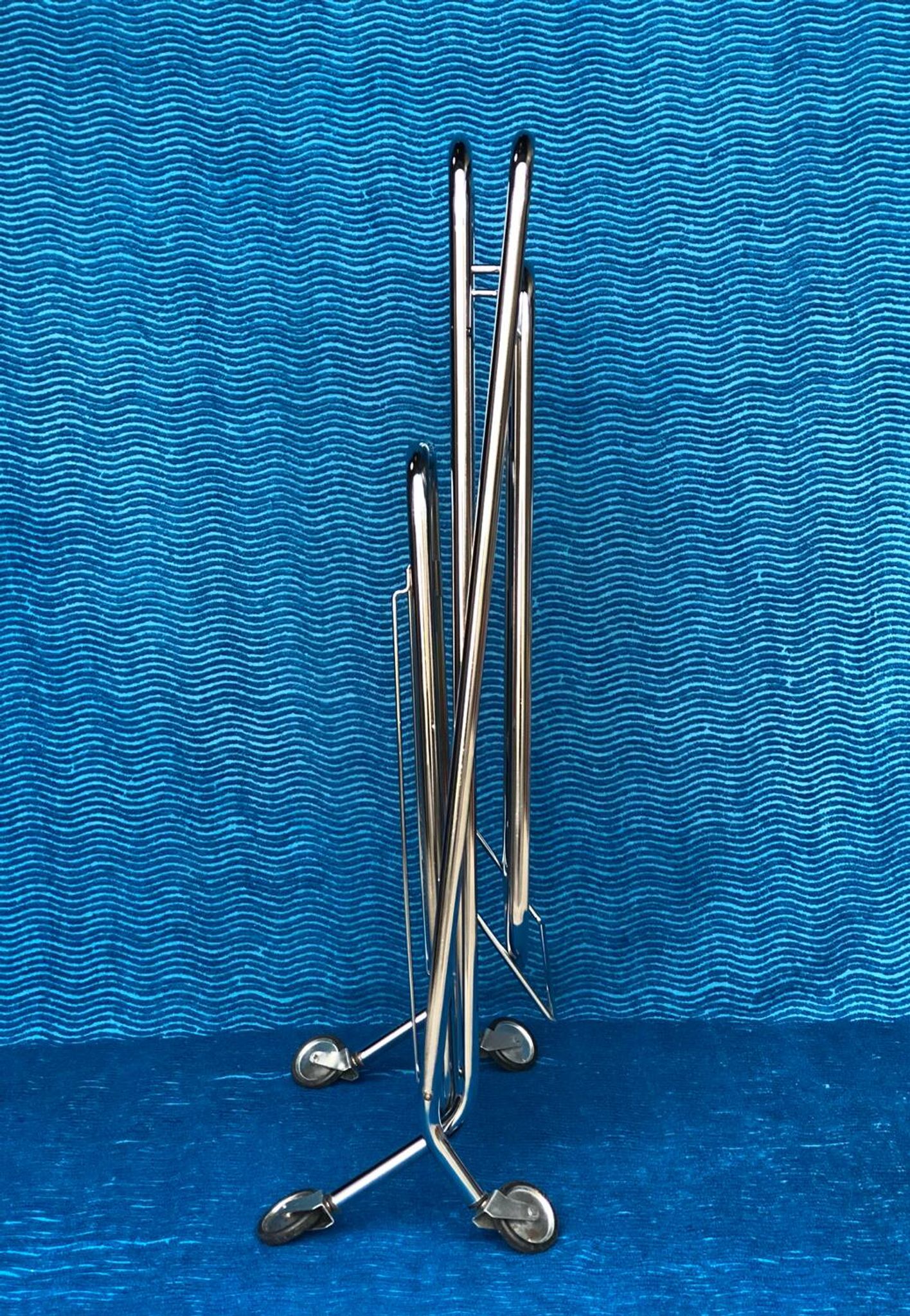 Vintage folding server 1970 with 2 smoked glass trays