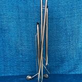 Vintage folding server 1970 with 2 smoked glass trays