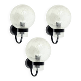 Set of 3 Vintage Glass Wall Lights from Limburg, Germany, 1970s/1980s