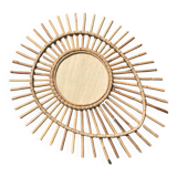 Miroir soleil en rotin 70’