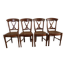 Lot de 4 chaises cannées merisier Louis Philippe