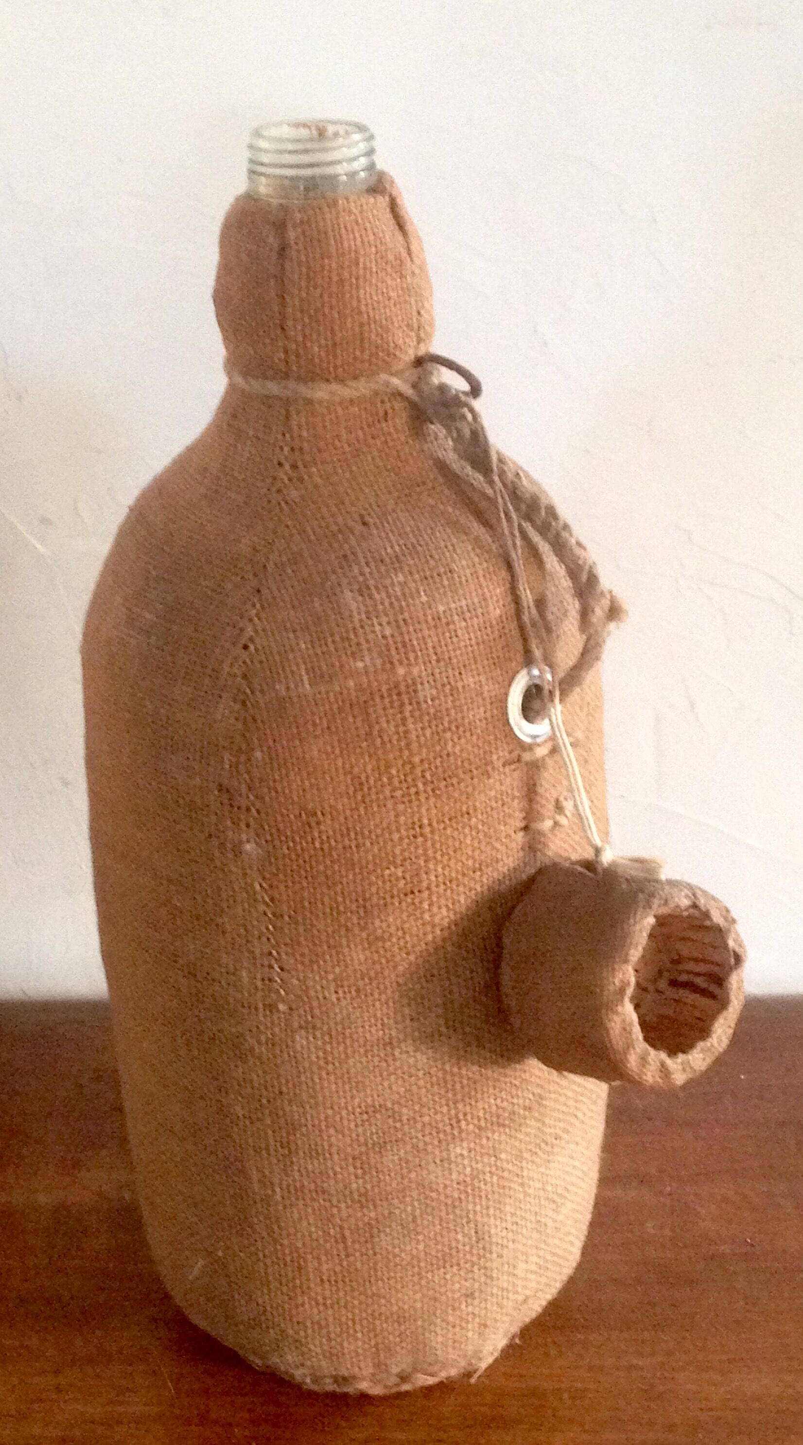 Bottle vintage burlap