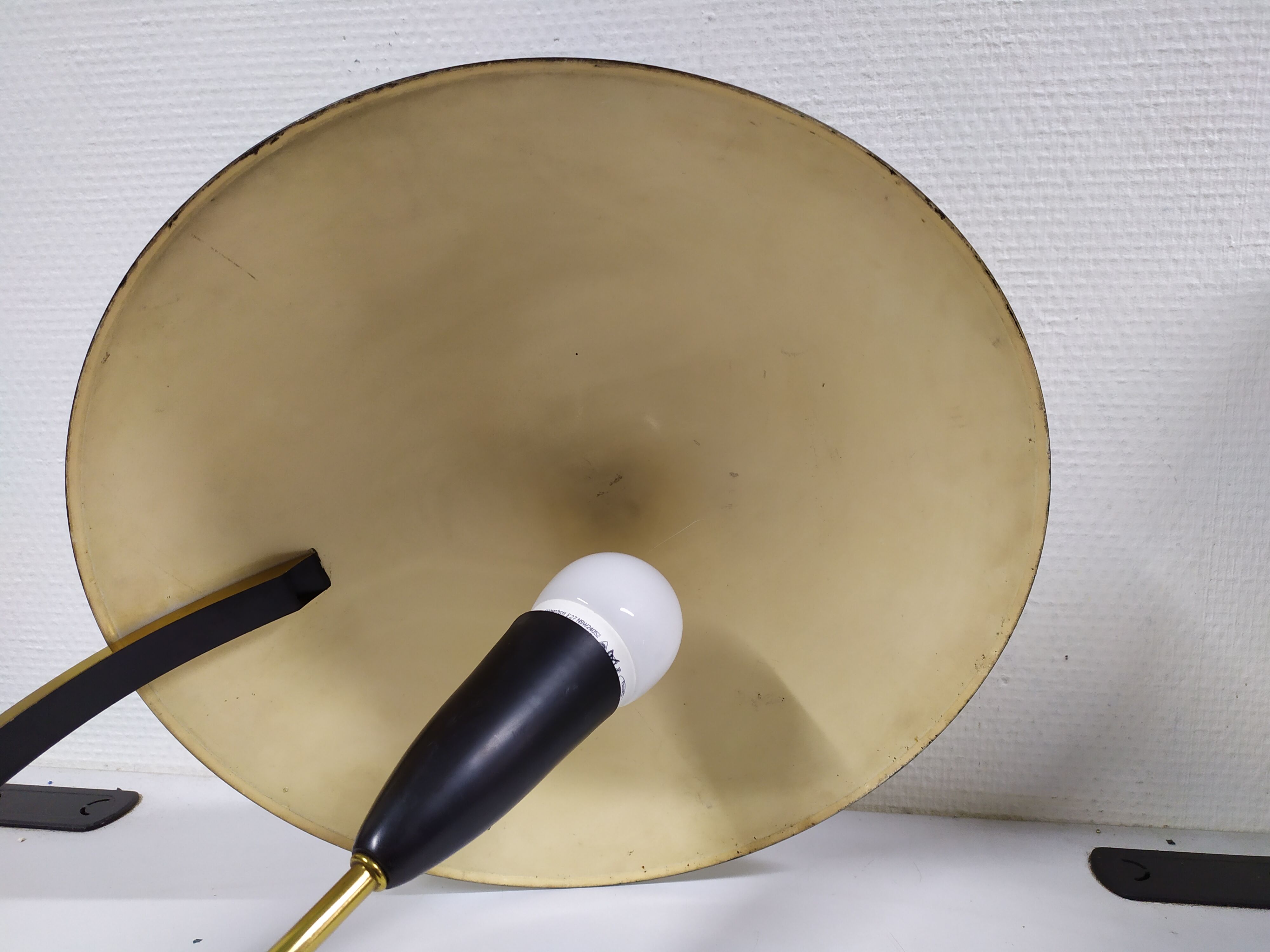 Black brass desk lamp 1950 italy