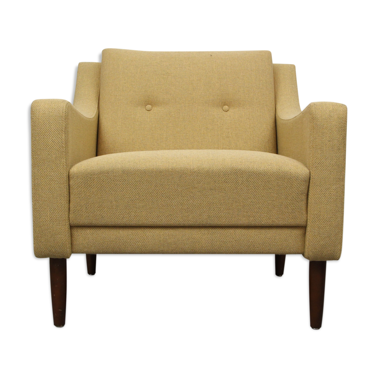 1960s polstery armchair in yellow, restored