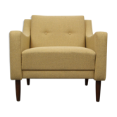 1960s polstery armchair in yellow, restored