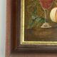 Oil panel monogram eg to identify still life fruits glass wine