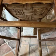 Campaign stool in rattan and wood