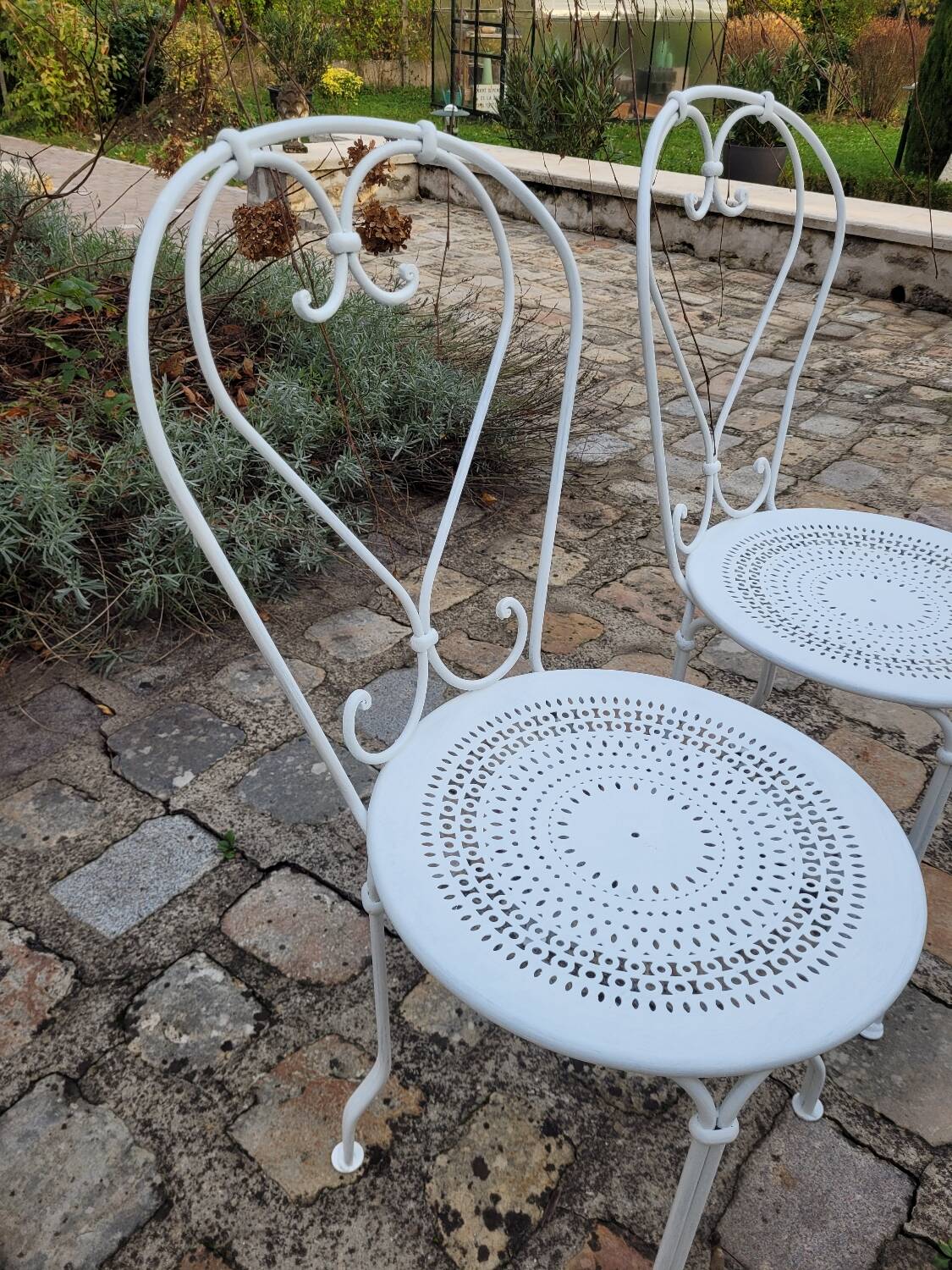 2 Chaises de jardin en fer forgé