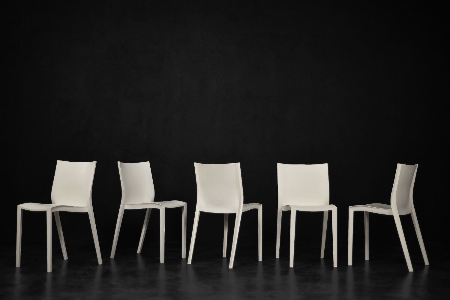 Mid-century smooth plastic vintage chairs by Philippe Starck for Xo Design, set of 5.