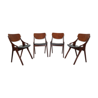 Set of 4 Arne Hovmand Olsen for Mogens Kold dining room xhairs, 1960s Denmark