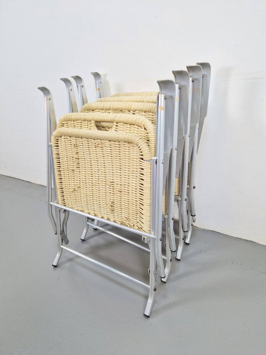 Mid-Century Tossa Wicker Folding Chairs by Hilbrant, Italy, 1960s, Set of 4