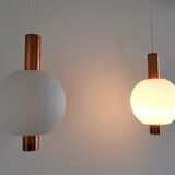 Copper and Glass Pendant Lamps from Hiemstra Evolux, 1960s, Set of 2