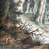 Secret conversation in a hamlet, watercolor