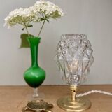 Lampe à poser globe vintage en verre moulé