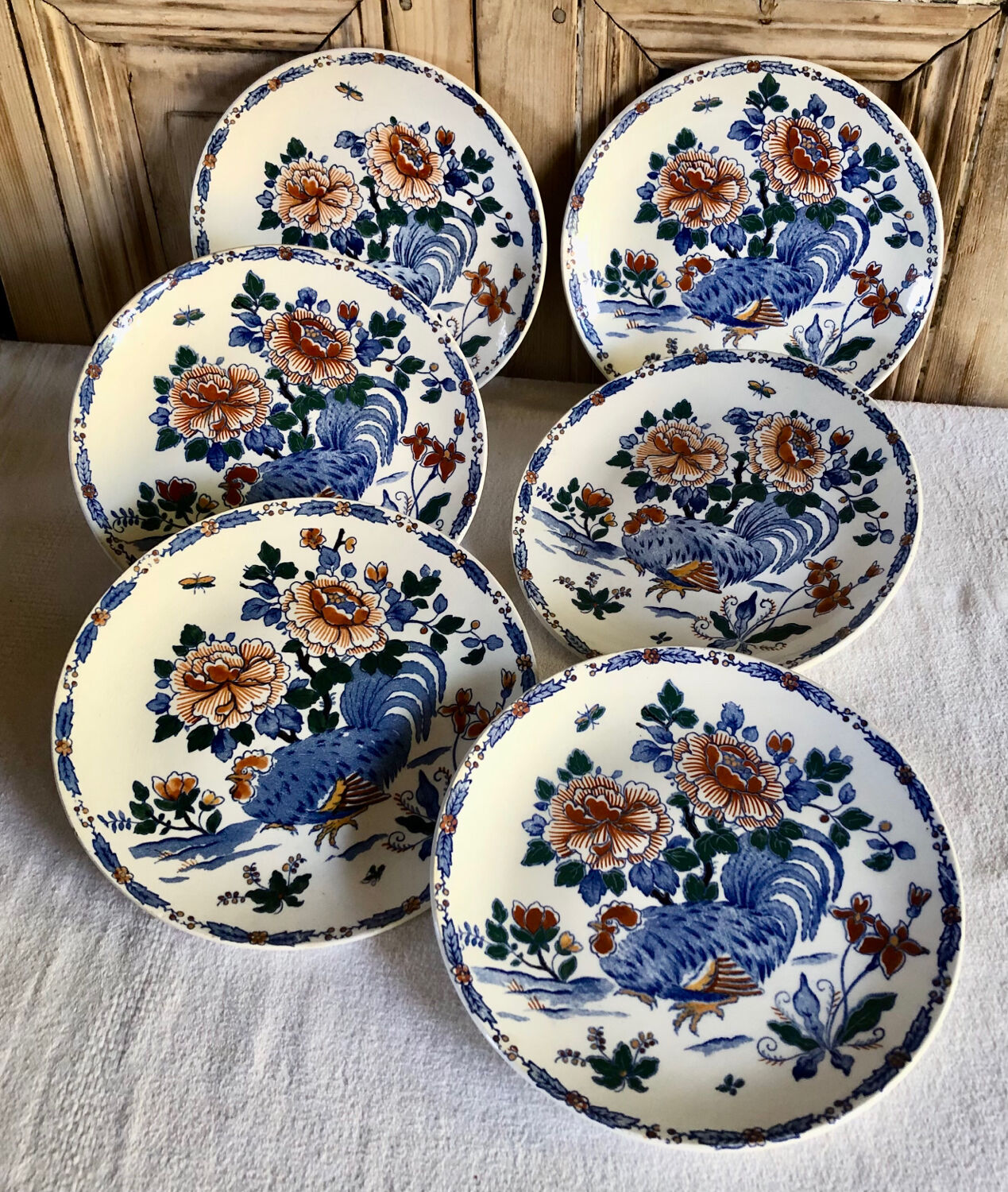 Lot de 6 assiettes à dessert Gien 1938 1960