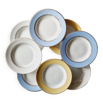 Set of 8 mismatched deep plates L'Amandinoise