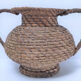 Vase in straw and plant fibers French folk art mid-twentieth century
