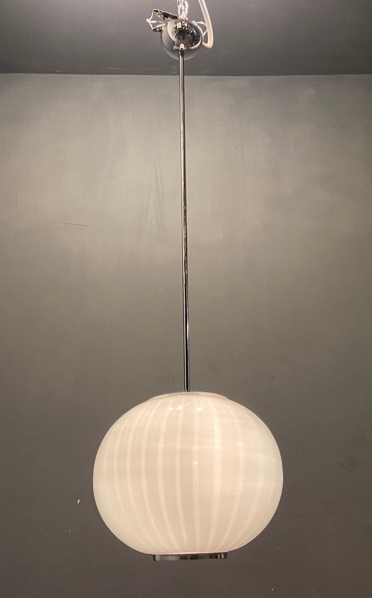 Mid-Century Italian Murano Glass Pendant Lamps by Paolo Venini, Set of 2