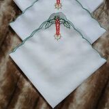 6 serviettes de table brodées anciennes 