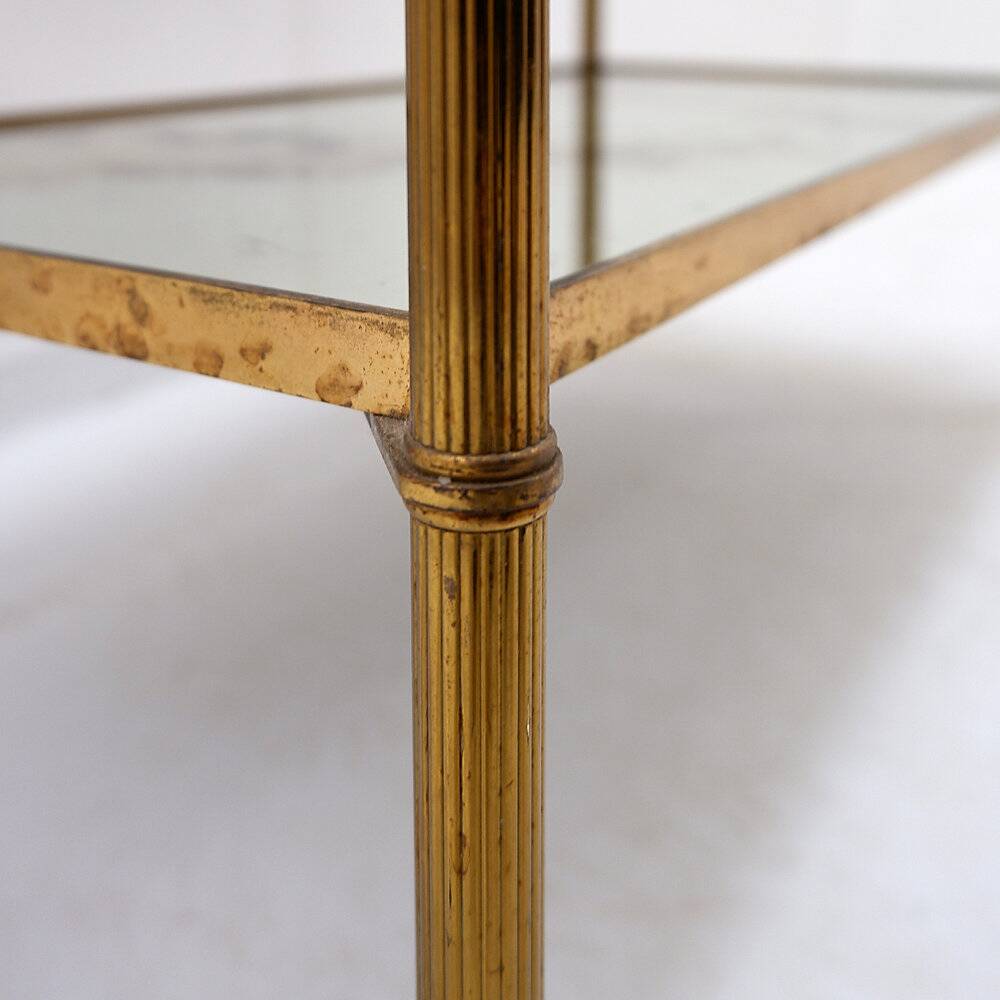 Two-tier side table with eglomisé mirror by Maison Jansen, French.