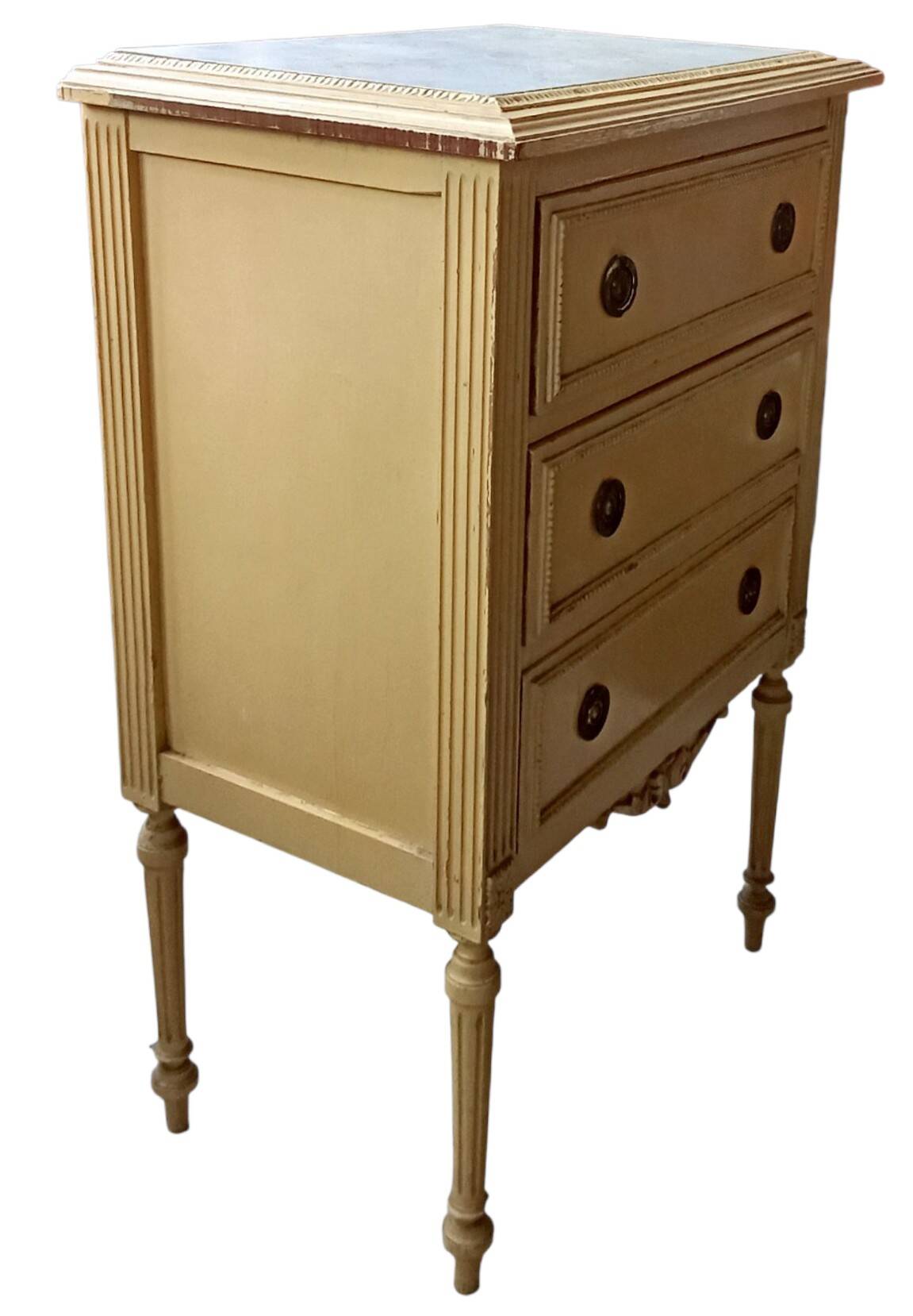 Antique small side table, Louis XVI style chest of drawers