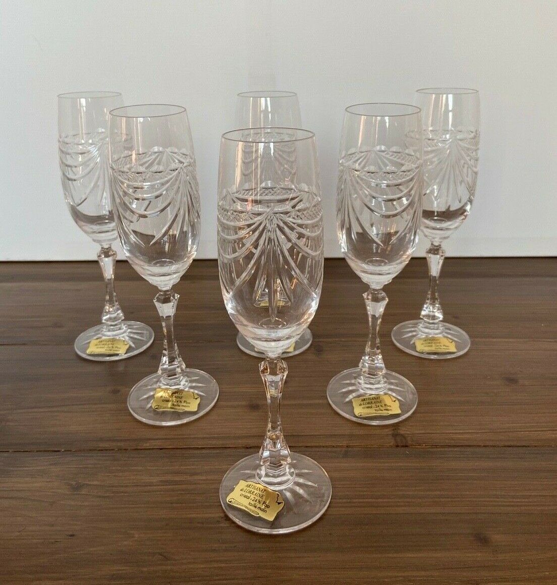 6 flutes a champagne cristal de lorraine modele gerard coffret signe