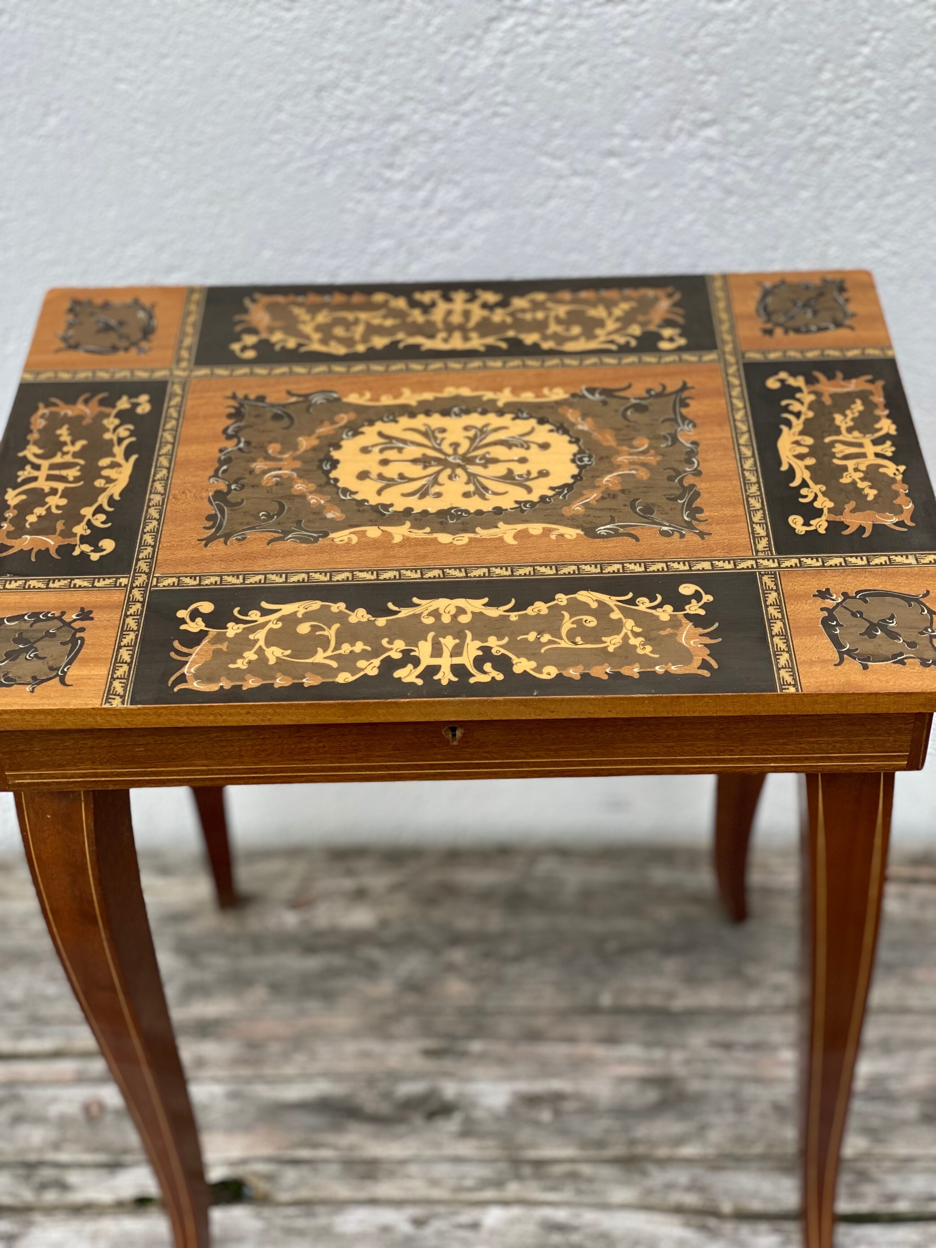 Italian Sorrento Music Box Table by Lador