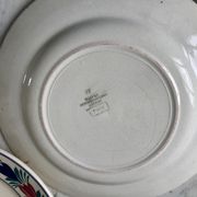 Set of 6 flat plates mismatched pink Badonviller, Longchamp, Digoin "Rosa" and Quimper