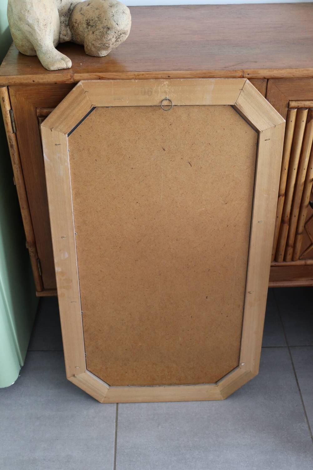 Miroir biseauté en bois peint vintage