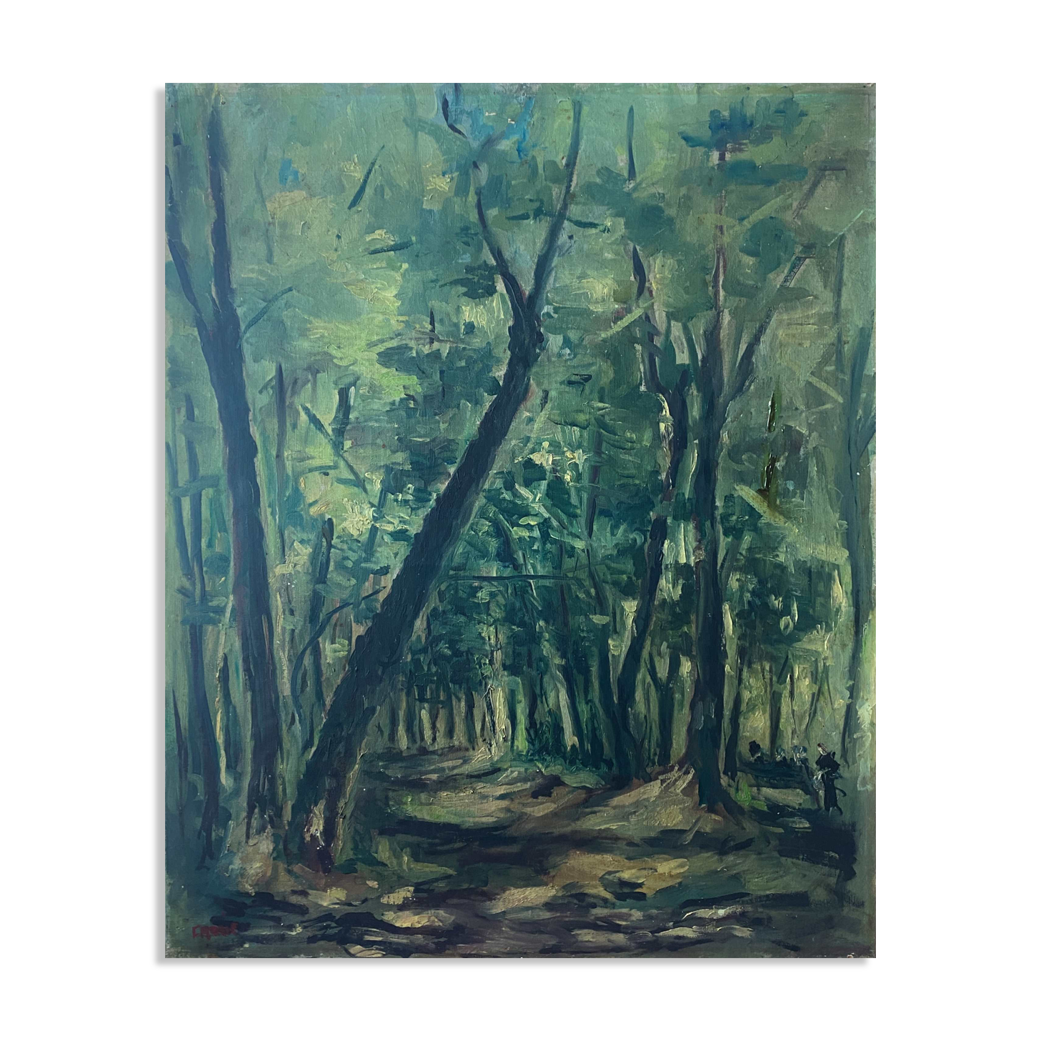 HST painting "Animated undergrowth" Post impressionist signed (XIX°/XX°)