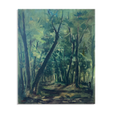 HST painting "Animated undergrowth" Post impressionist signed (XIX°/XX°)