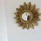 Old small golden sun mirror, witch's eye, curved, 60s-70s.