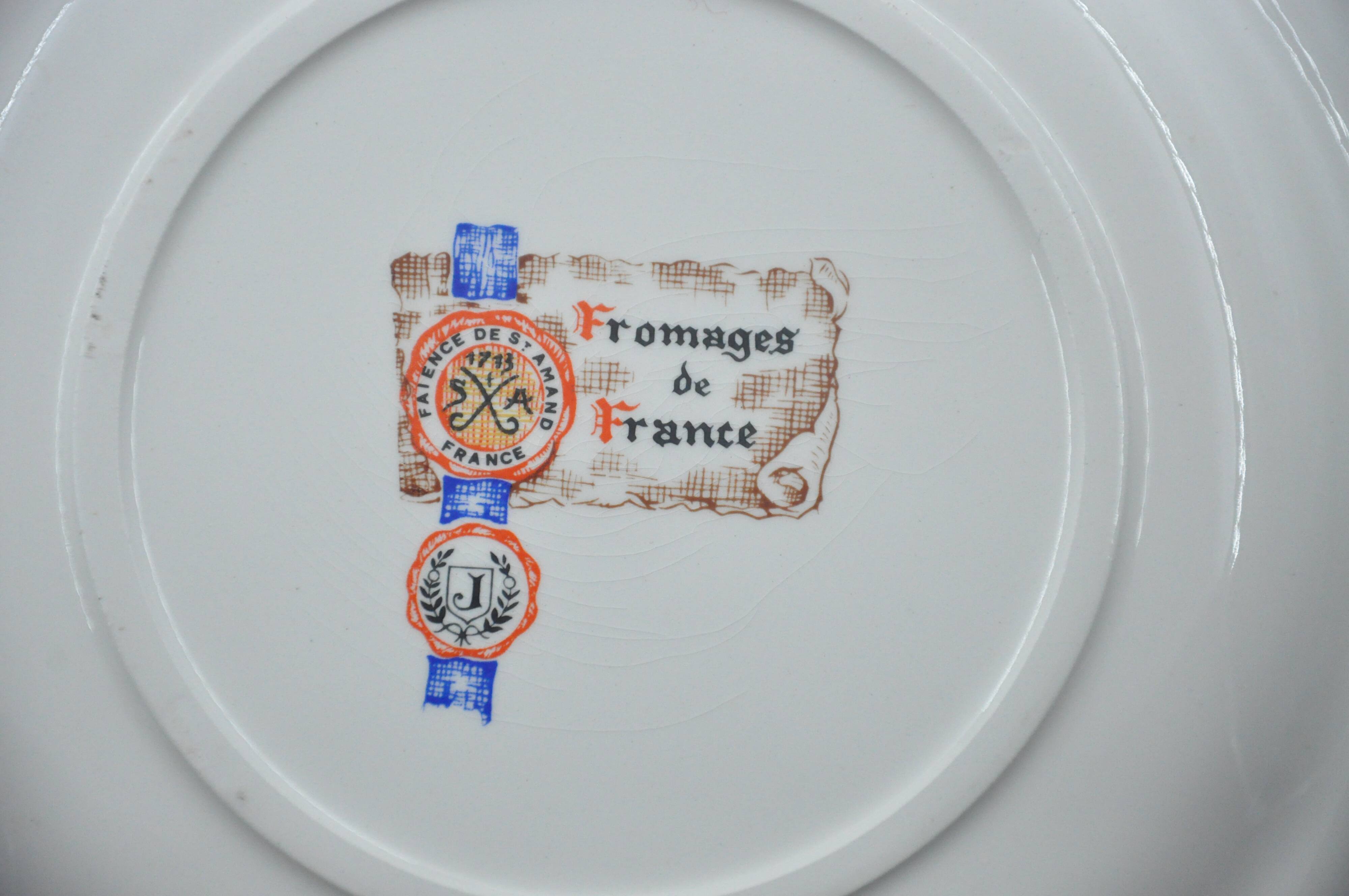 Old service 7 cheese plates brand saint amand art table collection