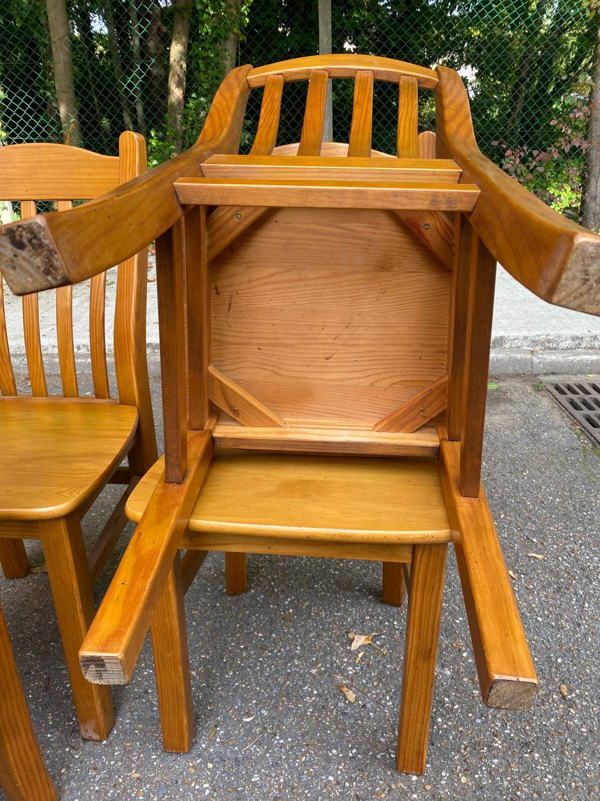 4 Scandinavian solid wood chairs 1970