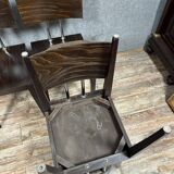 Série de quatre chaises Design 1970' en bois veiné teinté