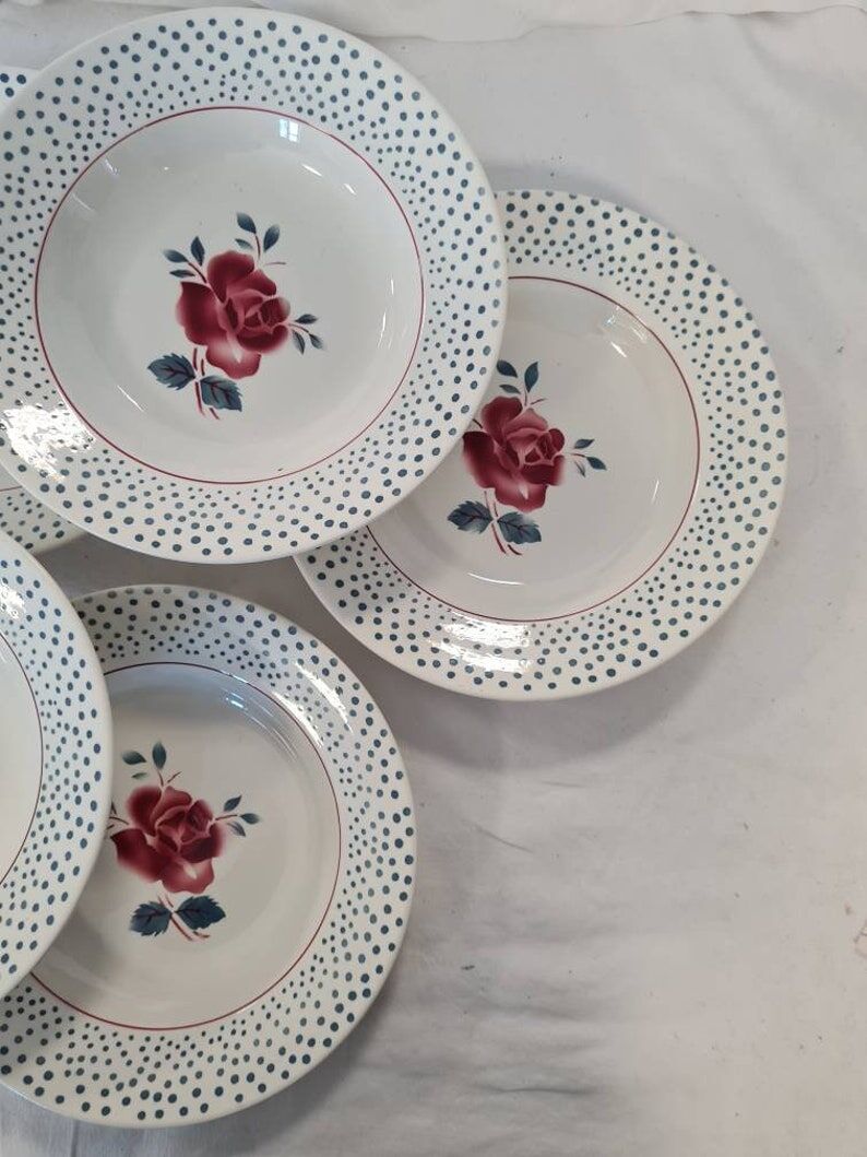 Assiettes creuses anciennes X6 modèle "René" de la manufacture française de Digoin