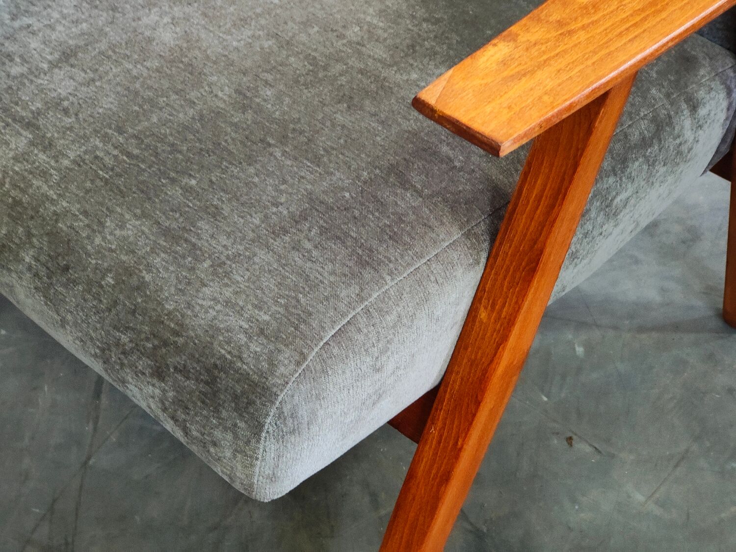 Pair of armchairs czechoslovakian midcentury renovated gray velvet