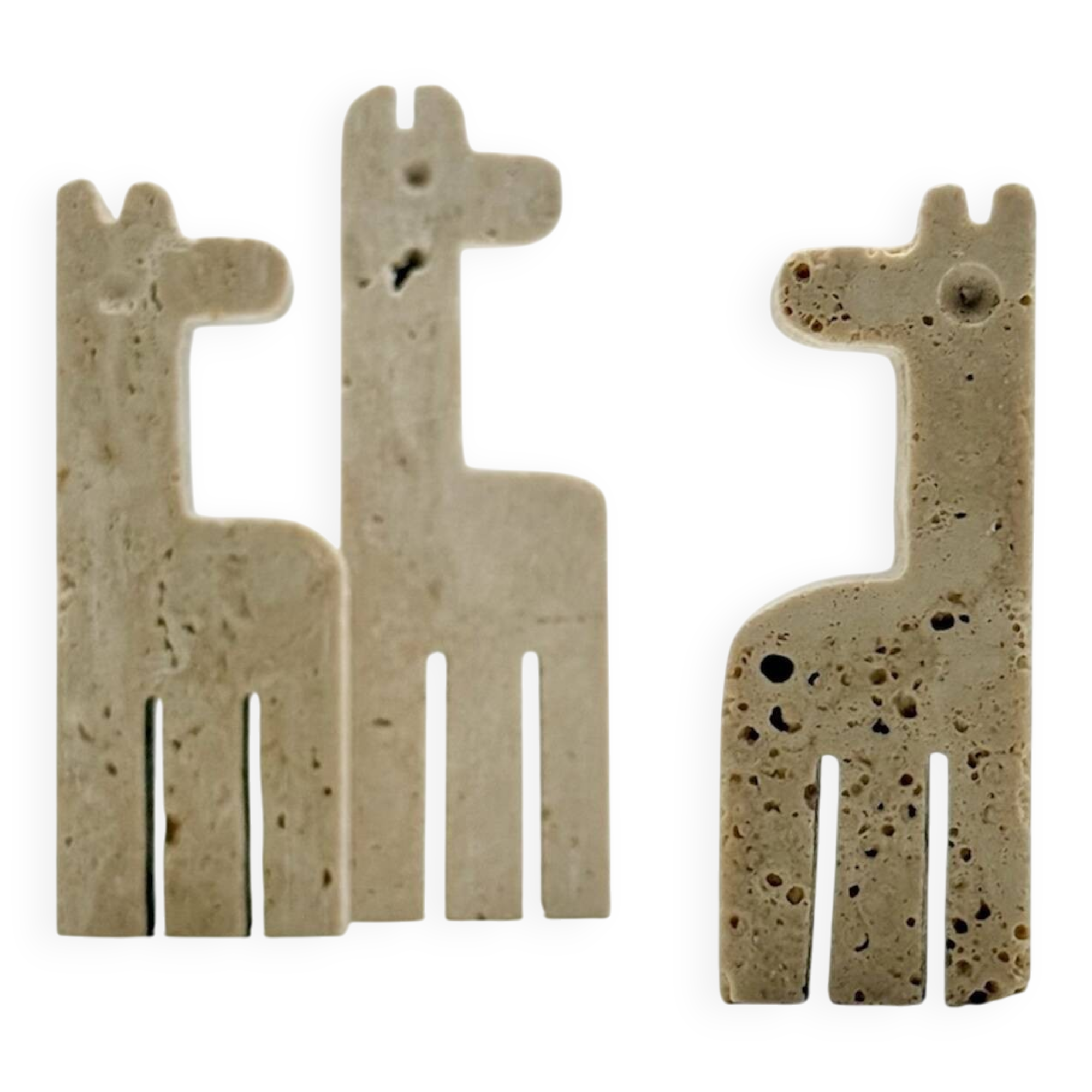 Set of Three Vintage Italian Travertine Animal Sculptures