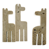 Set of Three Vintage Italian Travertine Animal Sculptures