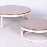 Original midcentury coffee nest tables, cherry wood, france, 1960s