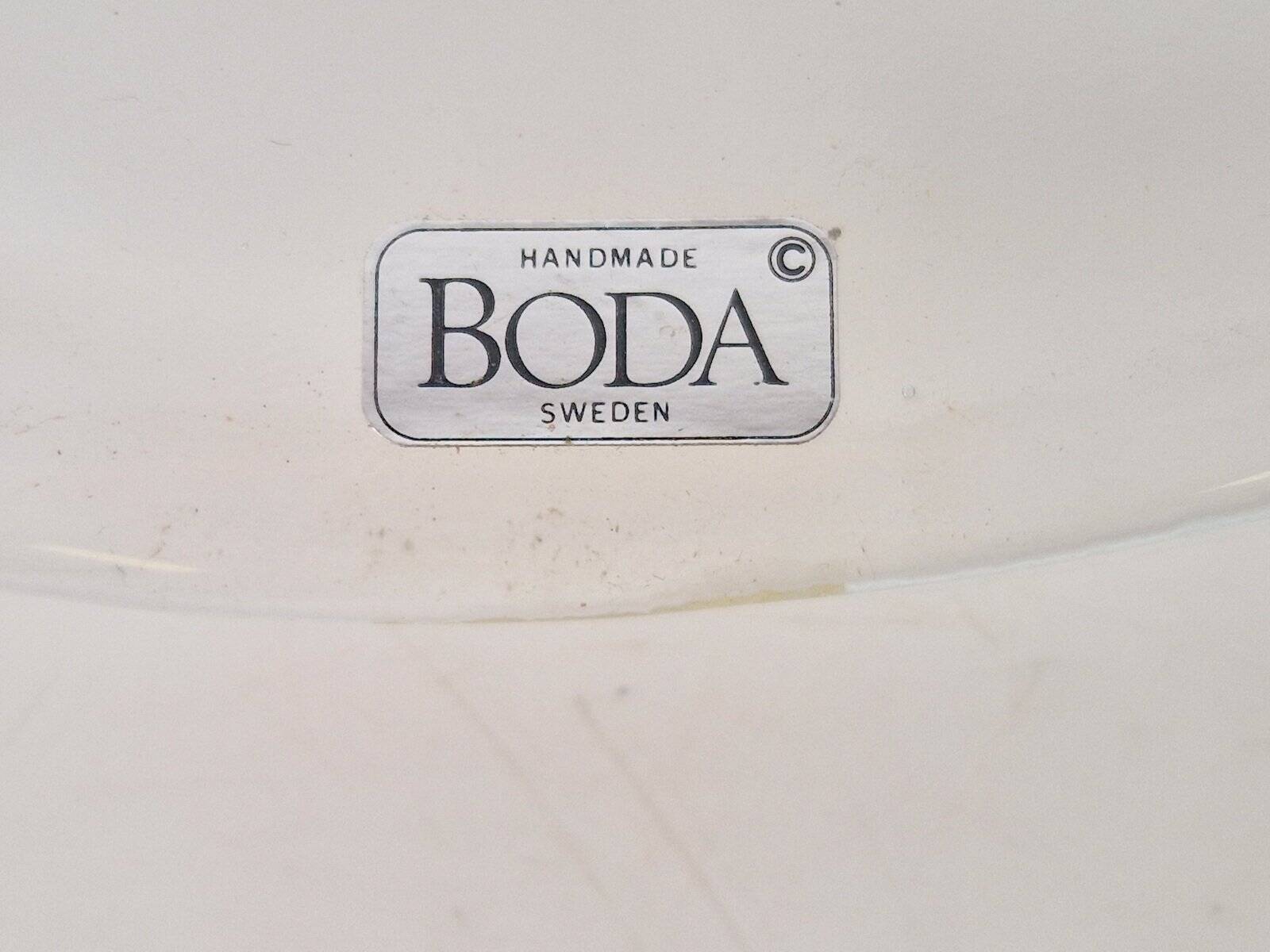 Vintage Glass Seafood Serving Bowl, Plate and Dinner Plates by Ann Warff for Kosta Boda, Sweden, 1970s, Set of 8