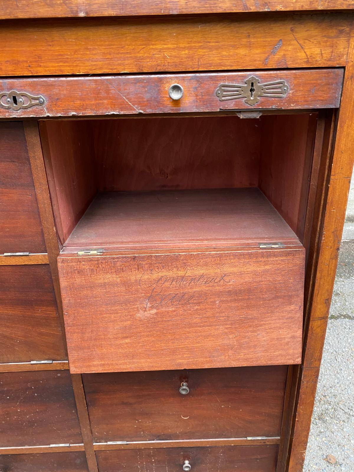 19th century oak notary's folder with curtain