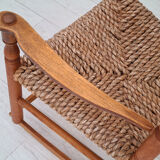 Rocking-chair, oak wood, natural fiber