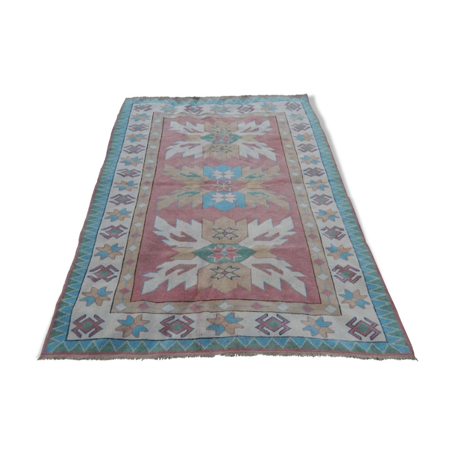 Vintage Turkish Oushak rug with soft color hand knotted rug 170 x 216 cm