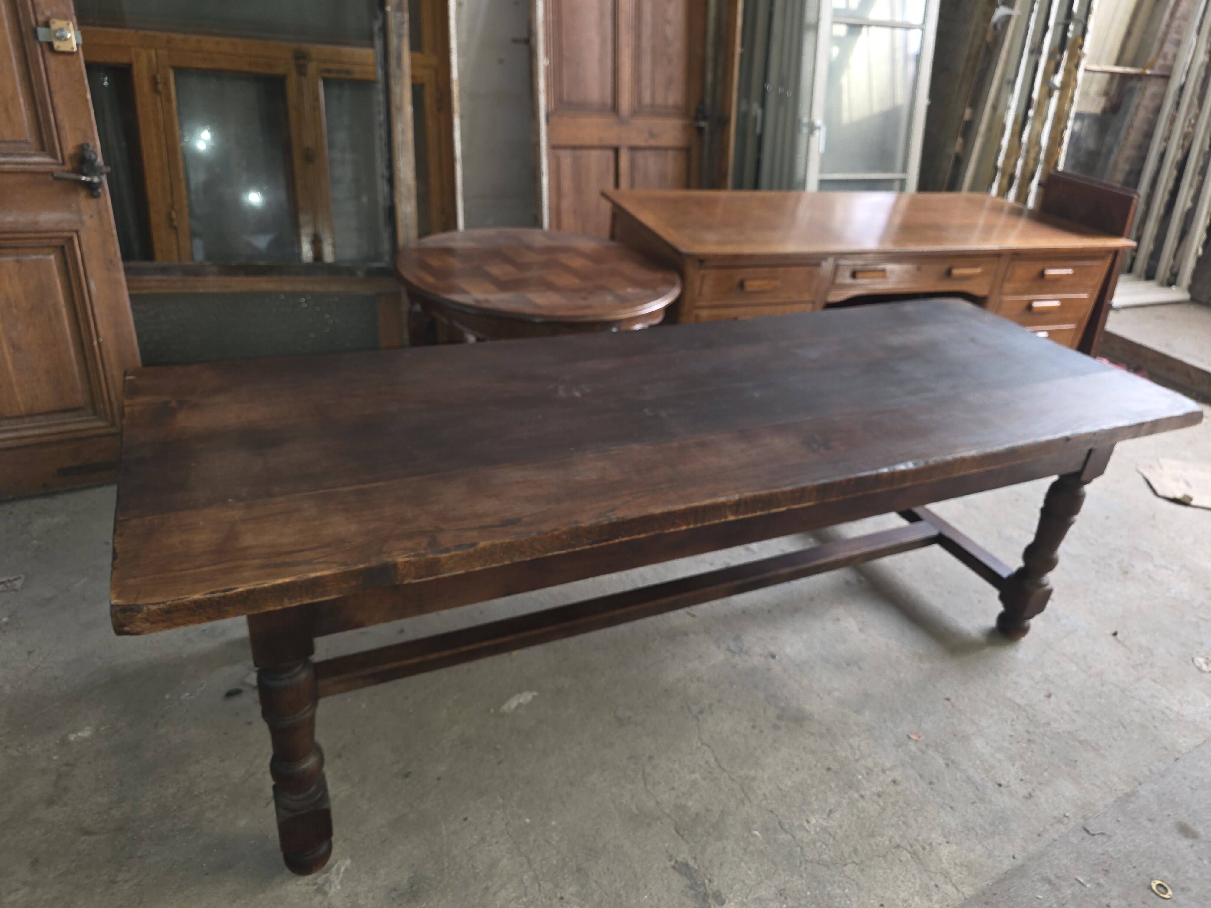 Table de ferme en chêne massif,  250 × 87cm