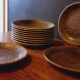 12 flat plates in sandstone from Salins les Bains, 1960s