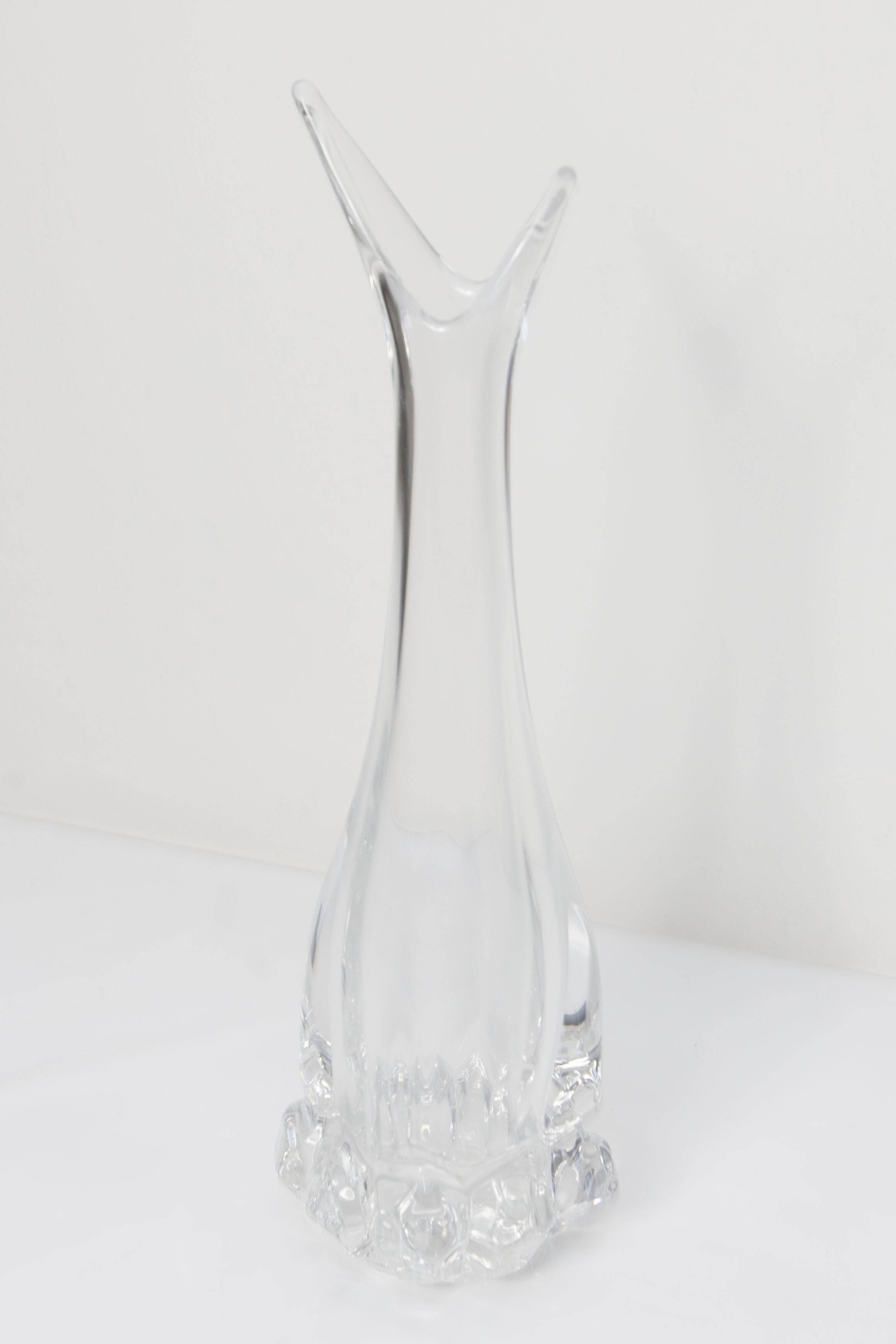 Blown crystal vase Art Vannes France 43 cm